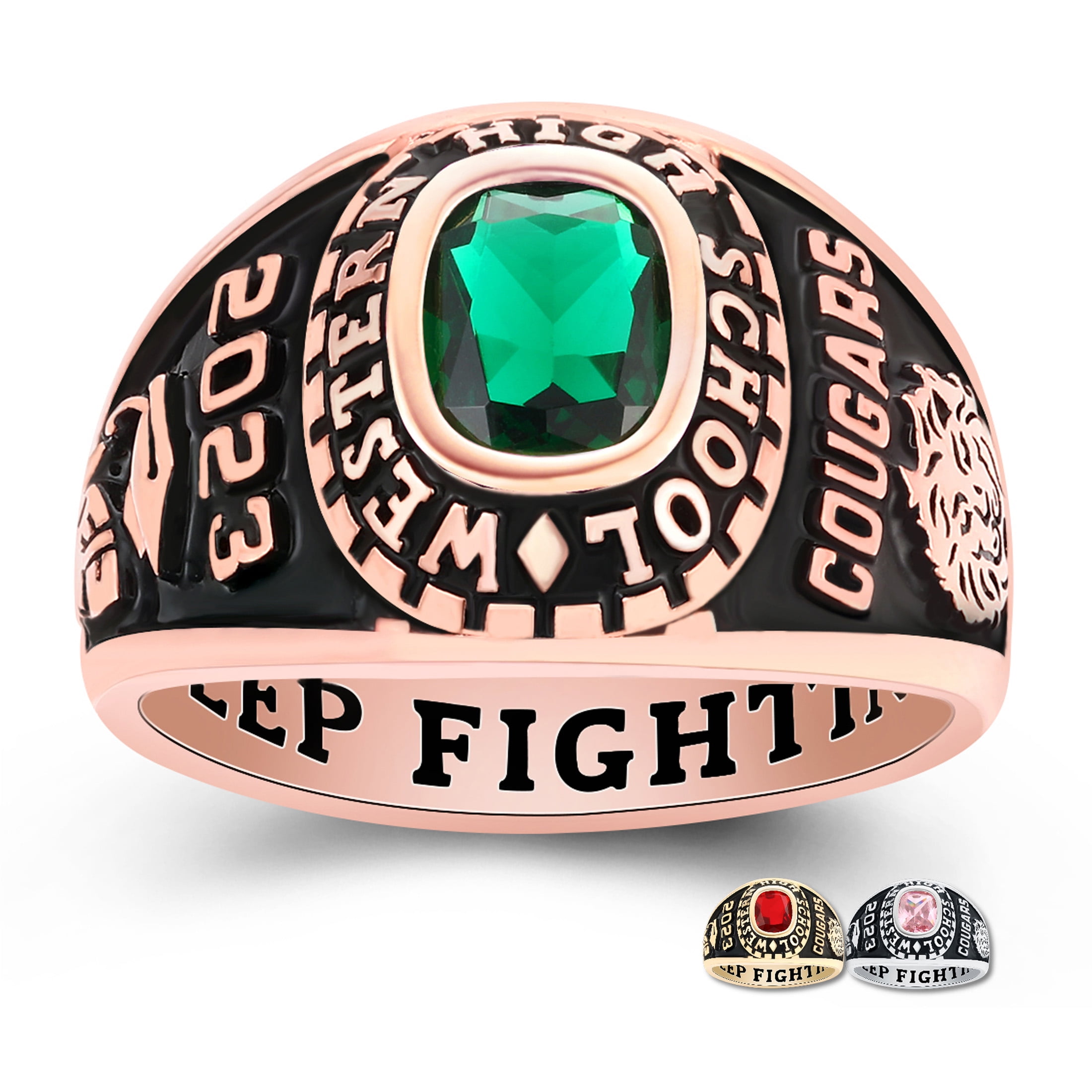 Mementos USA Custom Class Rings Sterling Silver for Women High School College-Rose Gold-Ultimate