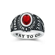 Mementos PJM Custom Medium Women's Class Ring Sterling Silver for High School and College-Platinum