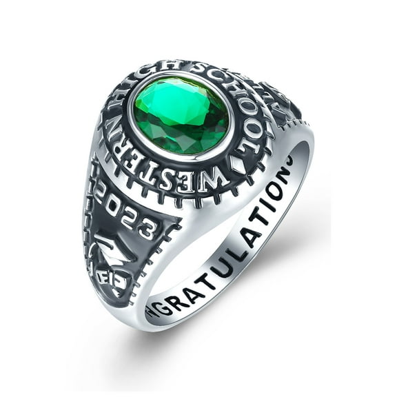 Mementos Modern Collection Sterling Silver Customized Mens Senior or College Class Rings