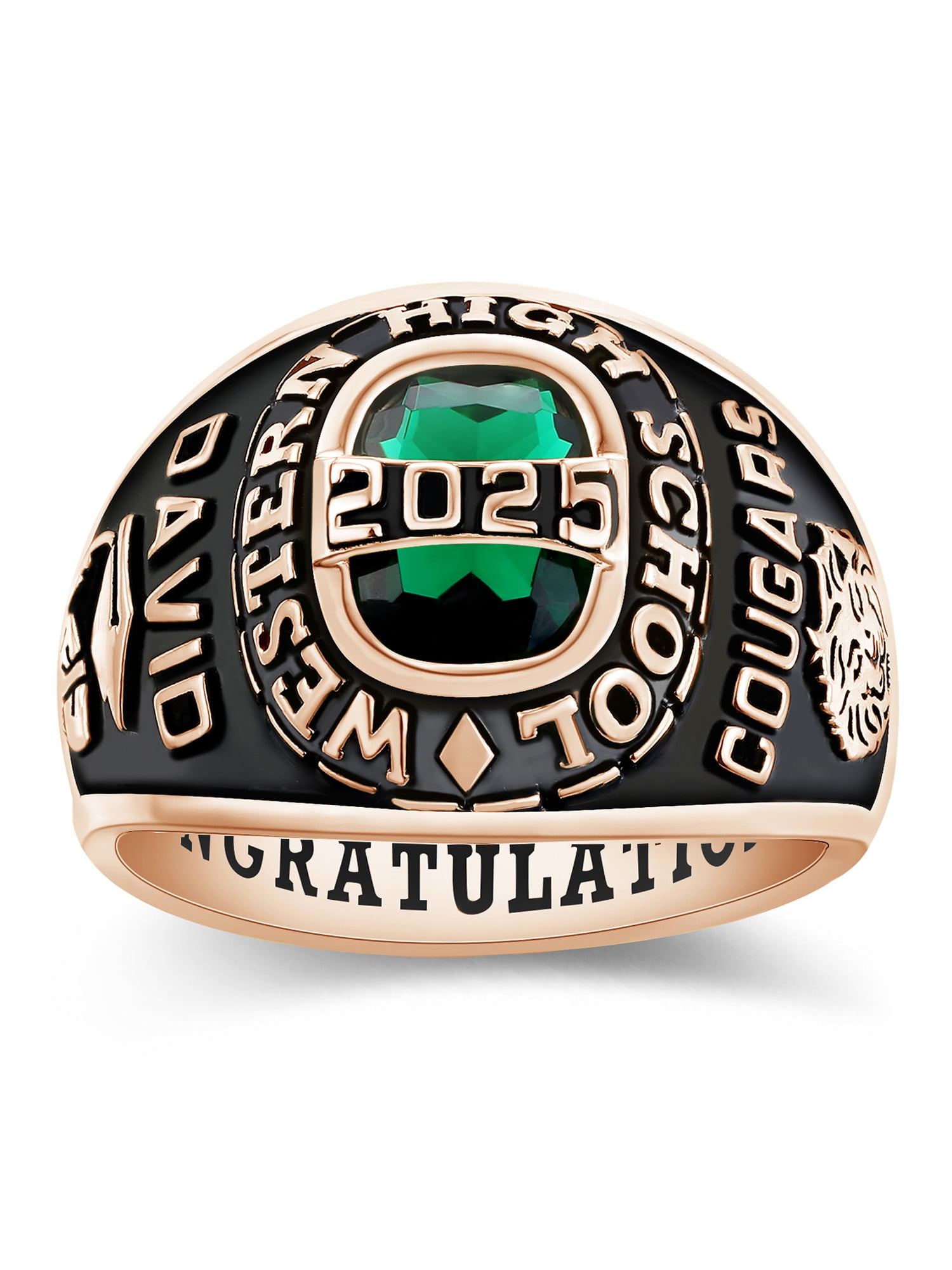 Mementos USA Customized Class Rings for Men High School or College 2025 Sterling Silver or 10kt Gold