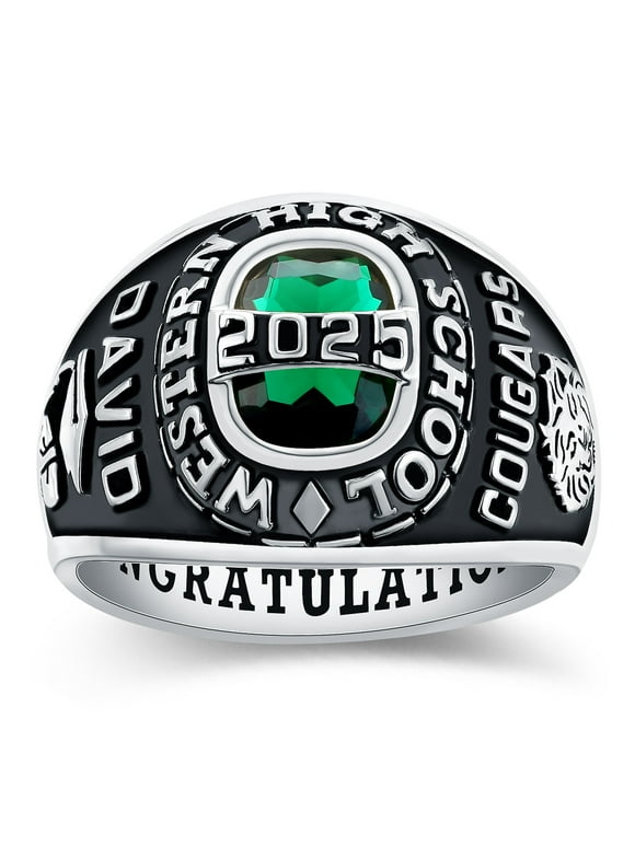 Mementos Royal Collection Sterling Silver Customized Men Class Rings for High School or College 2024