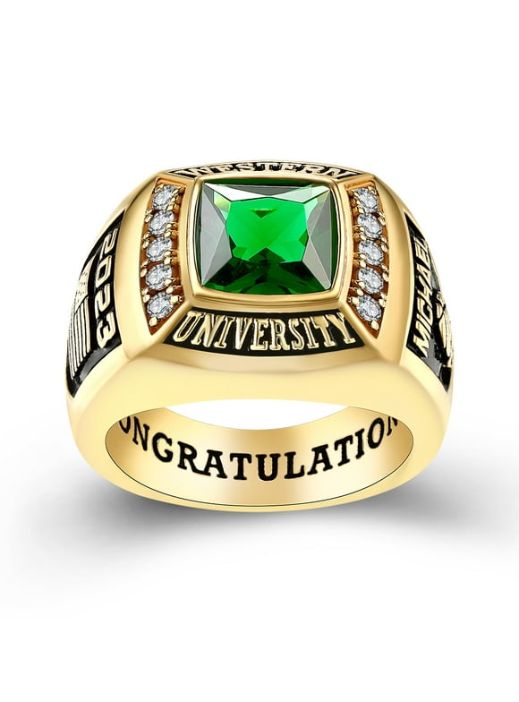 Mementos Sterling Silver or 10kt Gold Customized Men's Class Ring for High School College University