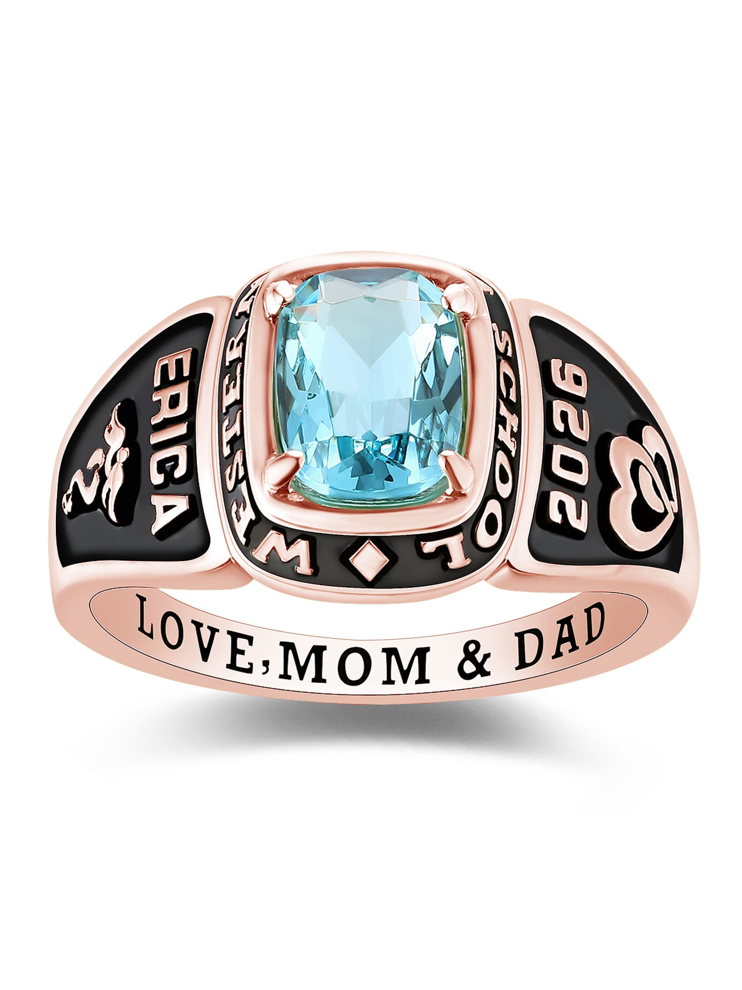 Mementos Jewelry Customized Eternal Sterling Silver Women's Class Rings for High School College