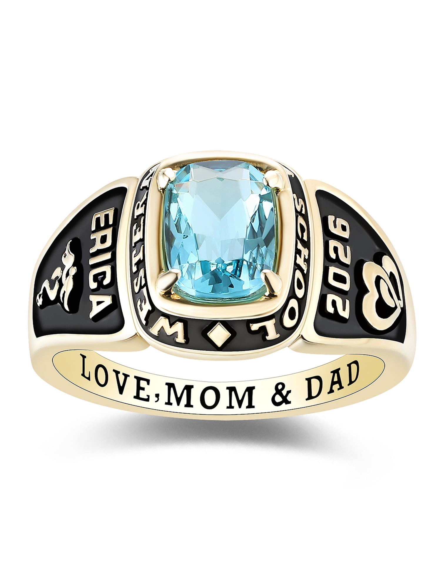 Mementos Jewelry Customized Eternal Sterling Silver Women's Class Rings for High School College