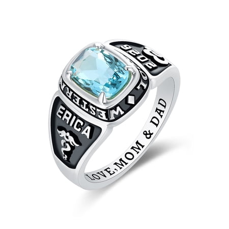 Mementos Jewelry Customized Eternal 10kt White Gold Women's Class Rings for High School College