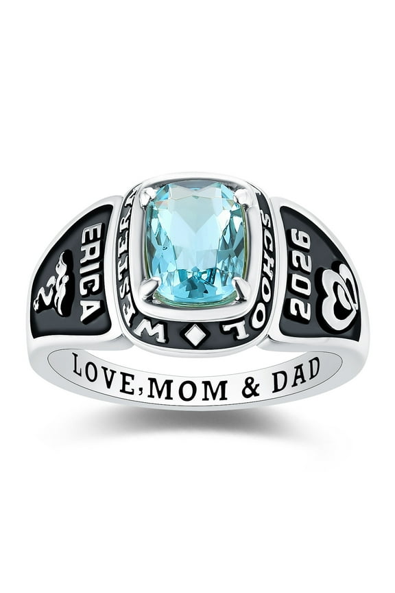 Mementos Jewelry Customized Eternal Sterling Silver Women's Class Rings for High School College