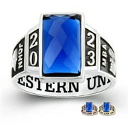 MEMENTOS JEWELRY BY PJM Mementos PJM Custom Men's Class Rings Sterling Silver for High School College-Checkboard-Platinum