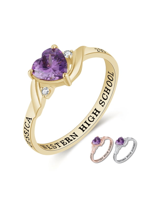 Mementos USA Custom Class Ring for Women High School and College-Sterling Silver/Gold-Serenity