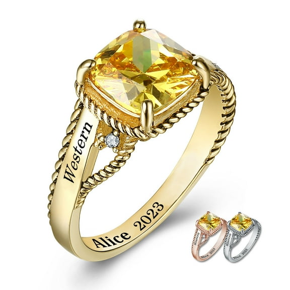 Mementos PJM Custom Class Rings for Women High School or College Graduation-Sterling Silver/Gold