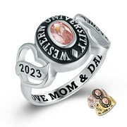 MEMENTOS JEWELRY Mementos USA Custom Heart Deco Sterling Silver Class Rings for Women High School and College-Platinum