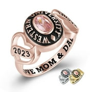 Mementos Jewelry USA Custom Heart Deco Sterling Silver Class Rings for Women High School College