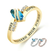 MEMENTOS JEWELRY Mementos USA Custom Moonlight Sterling Silver High School College Birthstone Class Rings for Women