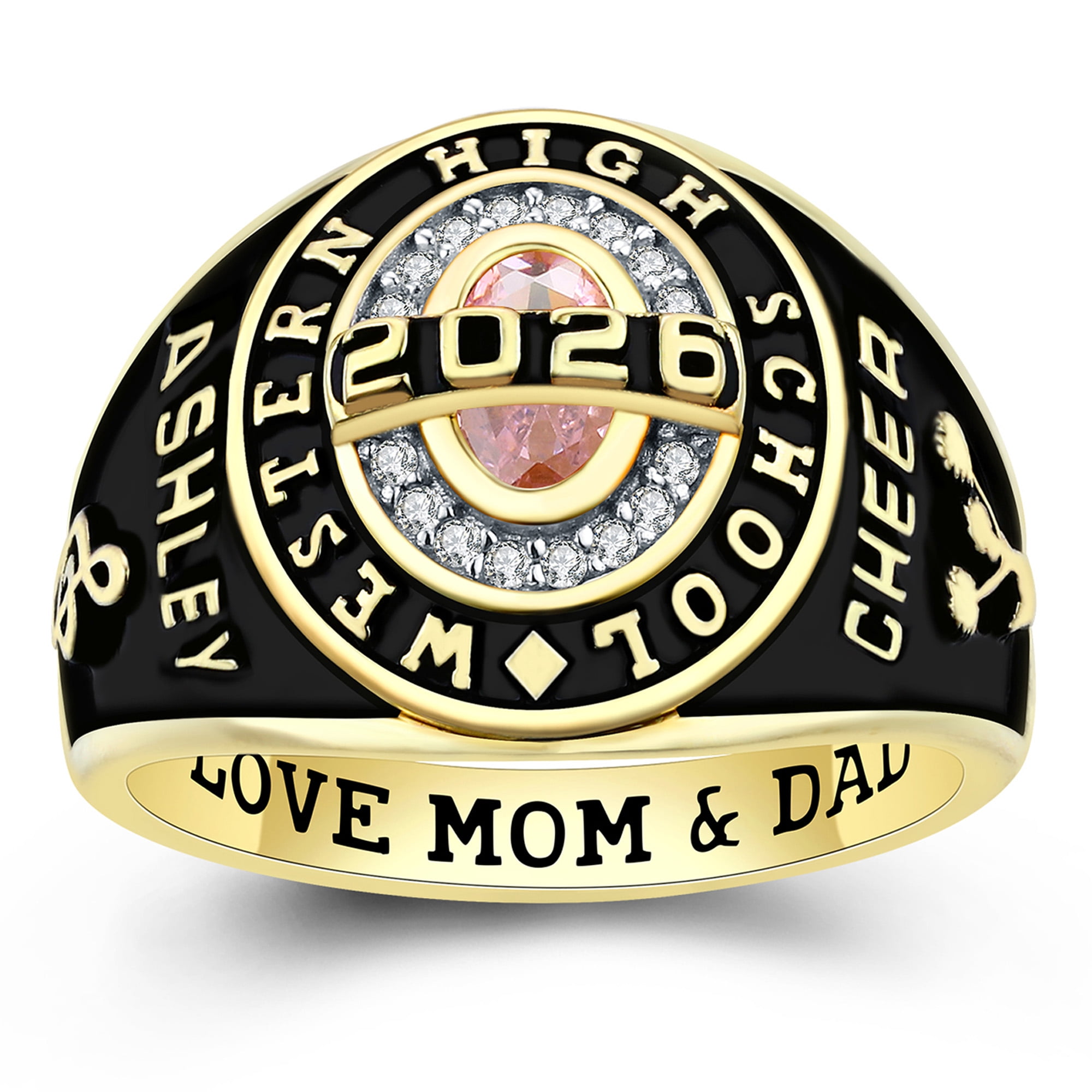Mementos PJM Custom Class Rings for Women High School College-Privilege-Sterling Silver/Gold