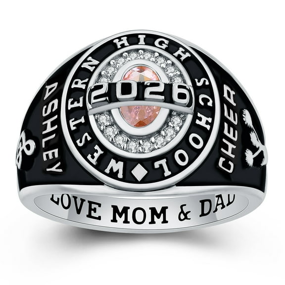 Mementos PJM Custom Class Rings for Women High School College-Privilege-Sterling Silver/Platinum