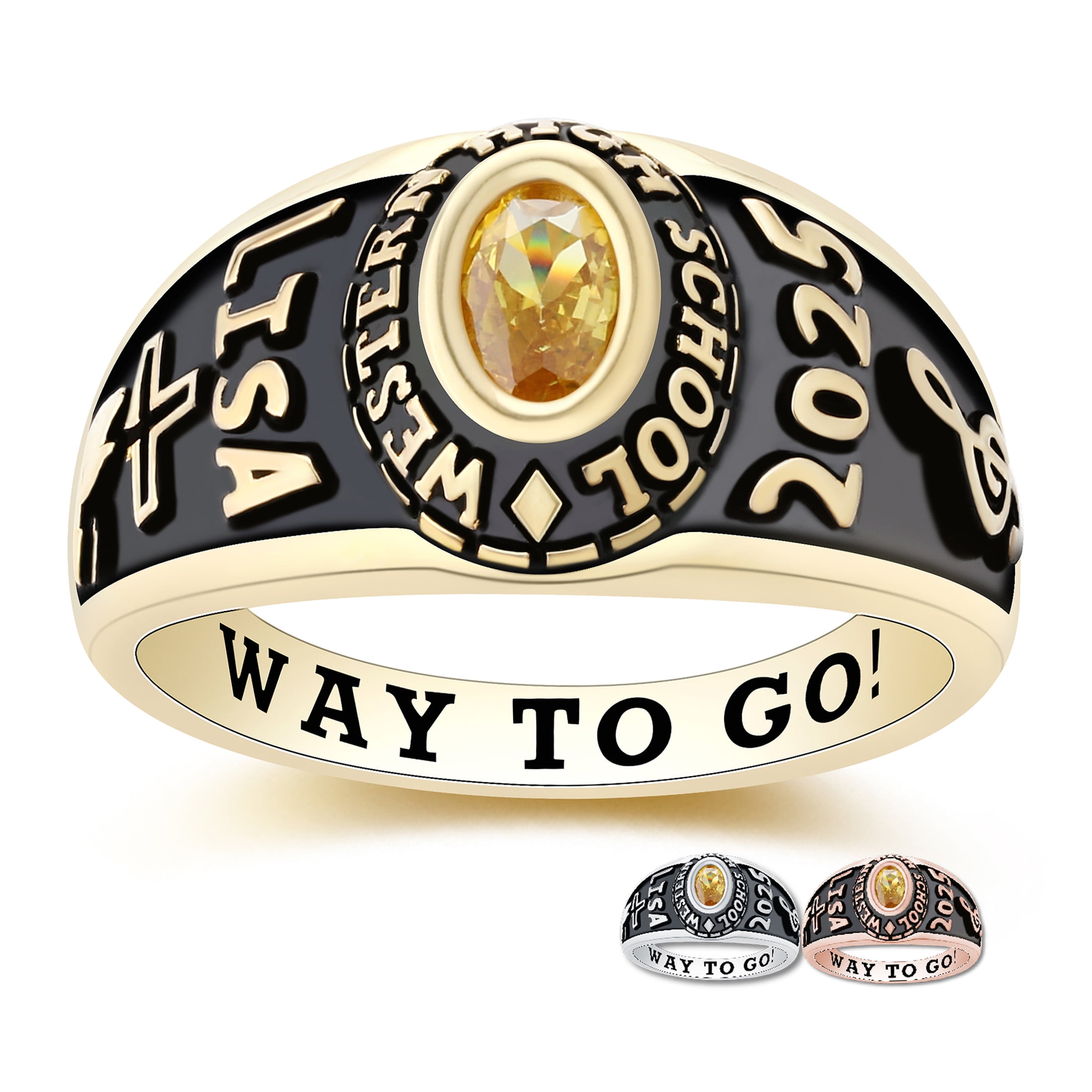 Mementos Jewelry by PJM Customized Petite Women's Class Ring Sterling ...