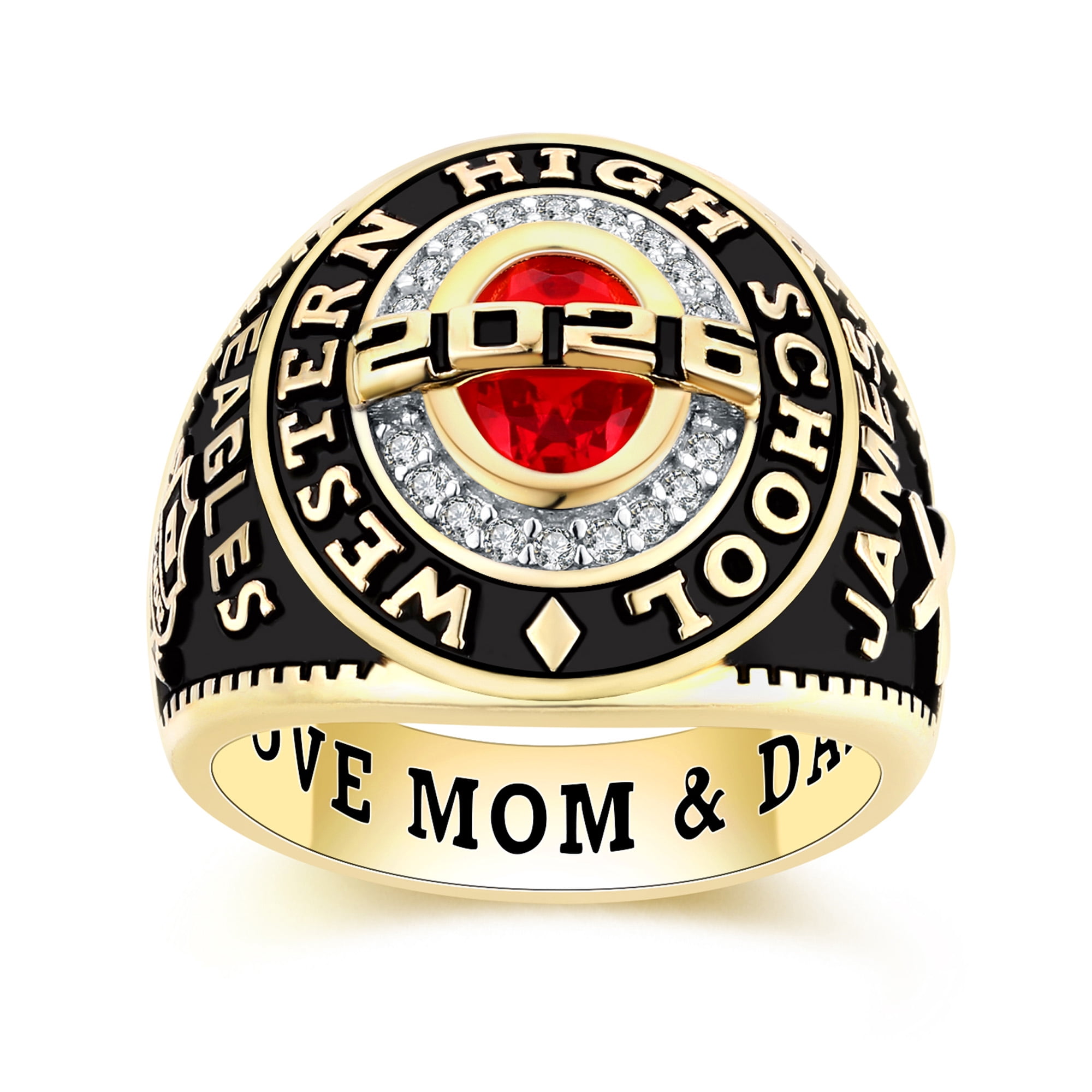 Mementos PJM Custom Class Ring for Men High School and College-10kt Yellow Gold-Privilege