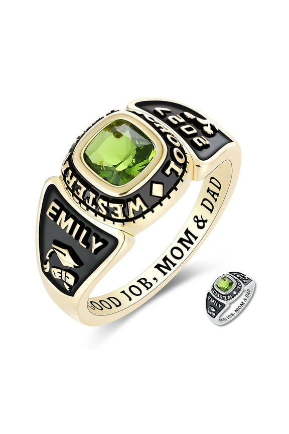 Mementos PJM Customized Women's Class Ring 10kt Yellow Gold for High School and College-Eternal