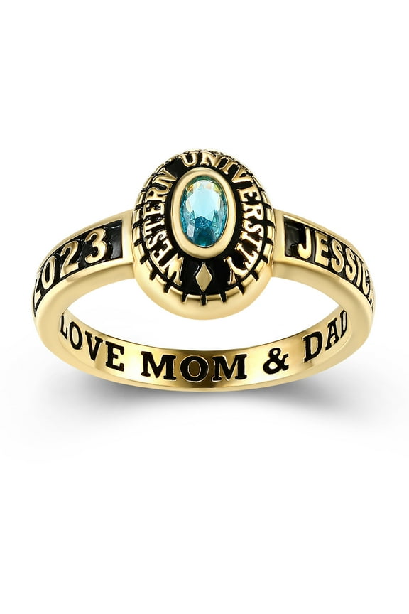 Mementos USA Customized Class Rings for Women High School and College Graduation 10kt Yellow Gold