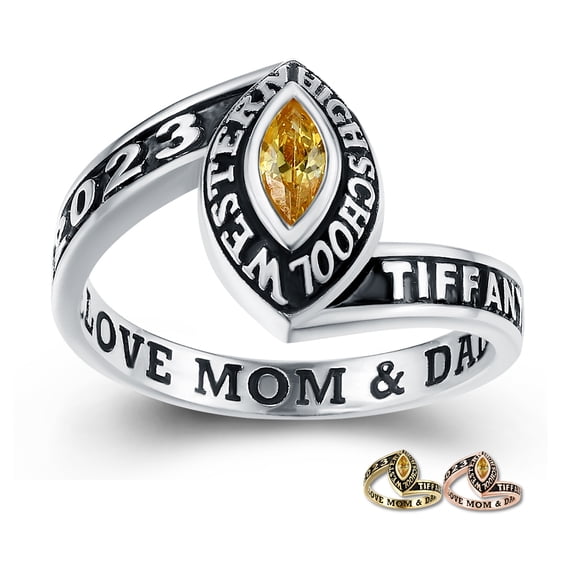Mementos Jewelry by PJM Customized Sterling Silver Class Rings for Women High School or College
