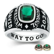 Mementos PJM Custom Large Men's Class Rings Sterling Silver for High School and College-Platinum