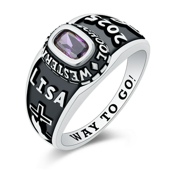 Mementos PJM Custom 10kt White Gold Class Rings for Women High School College Graduation-Petite