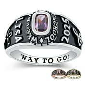 Mementos PJM Custom Sterling Silver Class Rings for Women High School College-Platinum-Petite