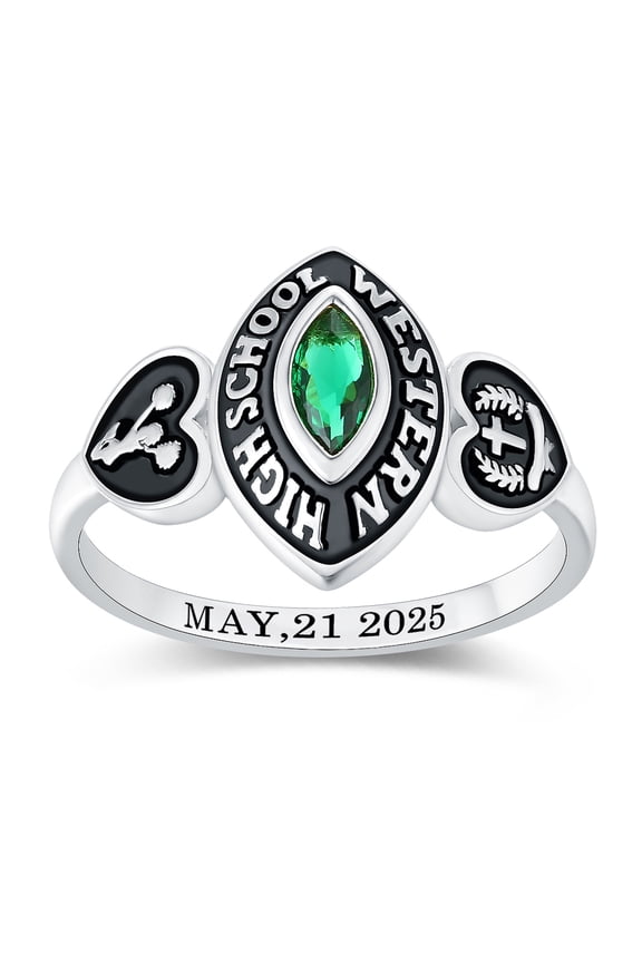 Mementos USA Custom 10kt White Gold Class Rings for Women High School and College-Royalty