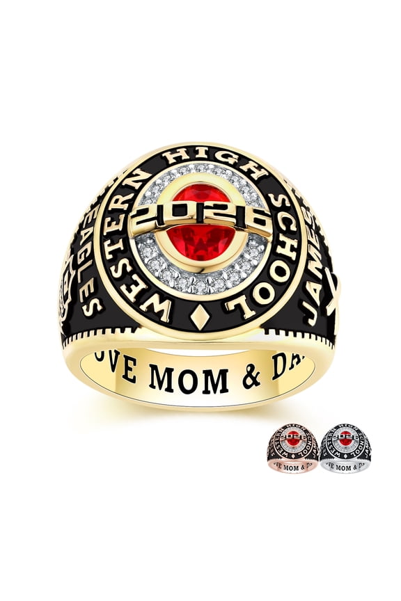 Mementos PJM Custom Class Ring for Men High School and College-Sterling Silver/Gold-Privilege