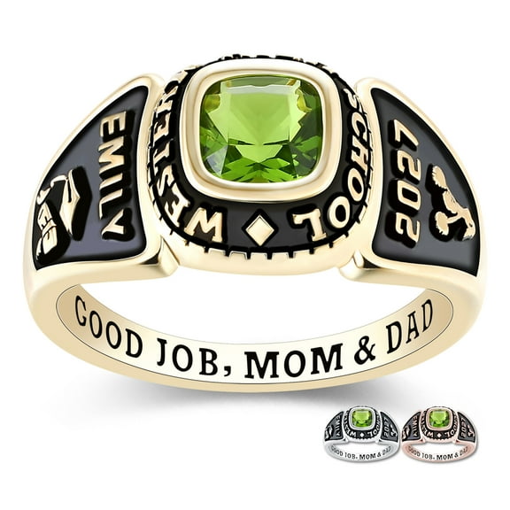 Mementos PJM Customized Women's Class Ring Sterling Silver for High School College-Gold-Eternal