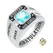 Mementos PJM Customized 10kt White Gold Men's Class Ring for High School and College-Phoenix