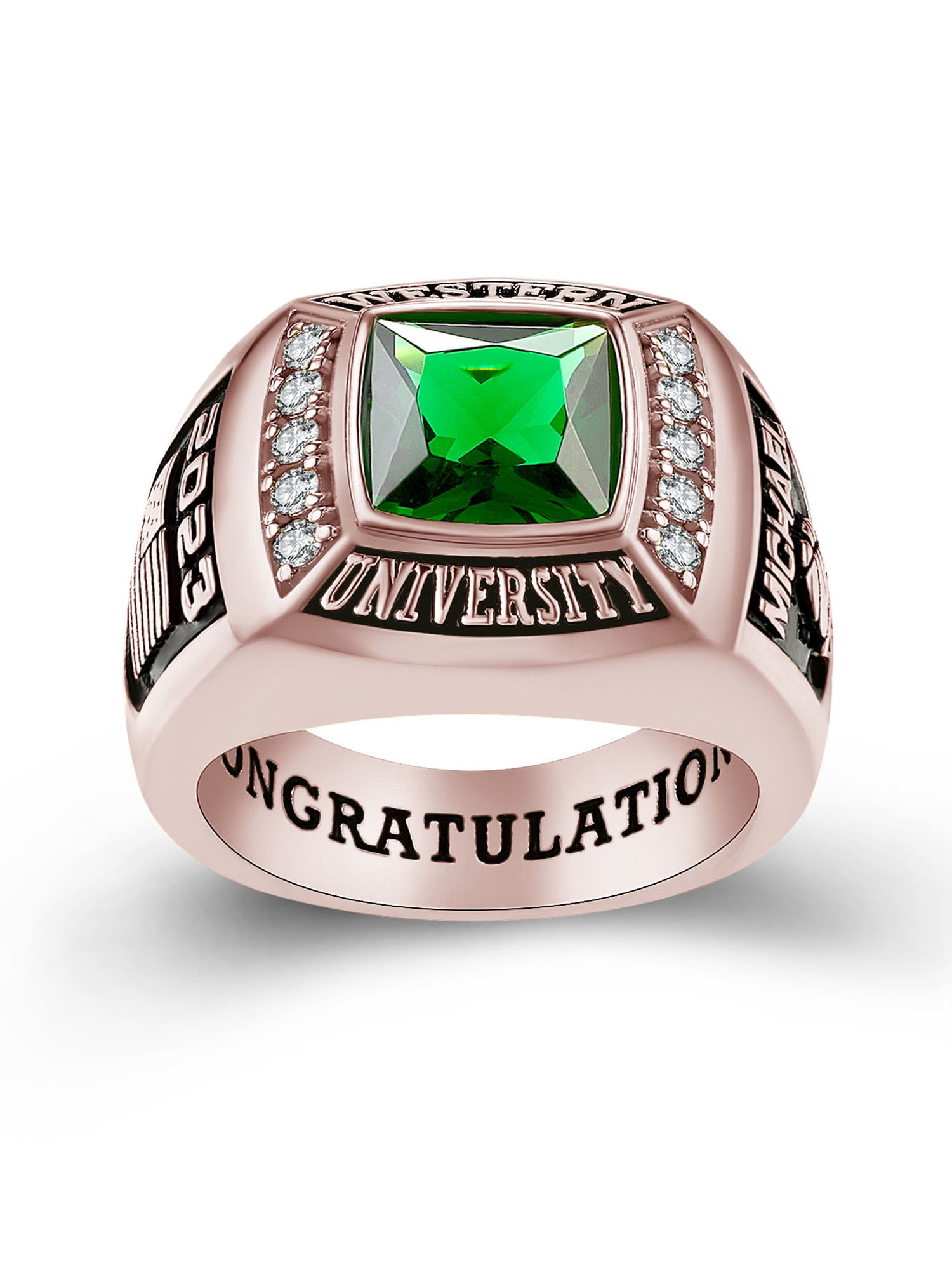 Mementos PJM Customized Men's Class Rings Sterling Silver for High School or College-Deluxe