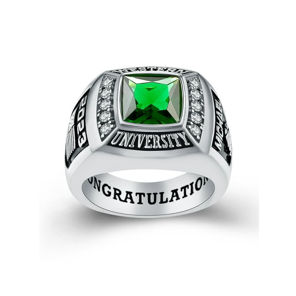 Mementos PJM Customized Men's Class Rings Sterling Silver for High School or College-Deluxe