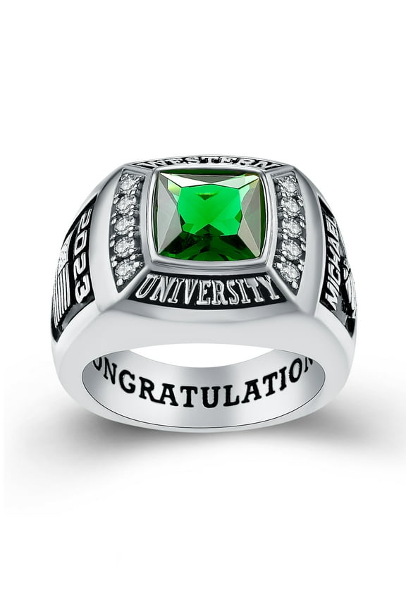 Mementos PJM Customized Men's Class Rings Sterling Silver for High School or College-Deluxe