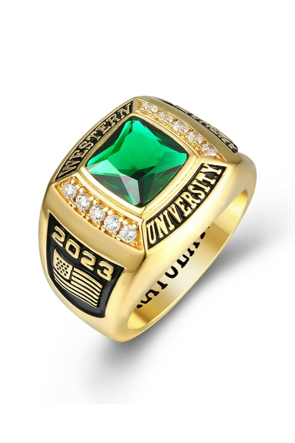 Mementos PJM Customized Men's Class Rings 10kt Yellow Gold for High School or College-Deluxe