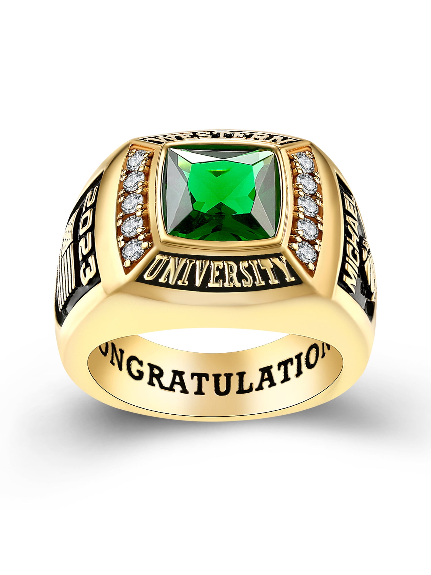Mementos PJM Customized Men's Class Rings Sterling Silver for High School or College-Deluxe
