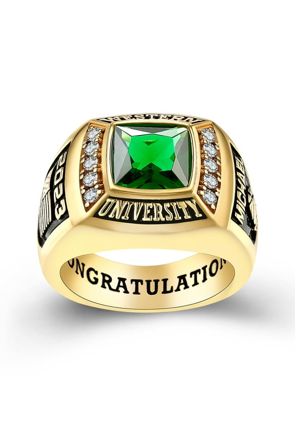 Mementos PJM Customized Men's Class Rings Sterling Silver for High School or College-Deluxe