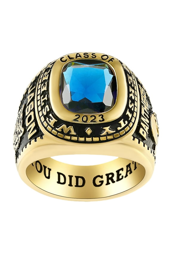 Mementos PJM Customized Men's Class Rings 10kt Yellow Gold for High School or College-Classic