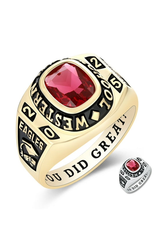 Mementos PJM Personalized 10kt Yellow Gold Class Ring for Men High School and College-Honor