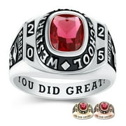 Mementos PJM Personalized Sterling Silver Class Ring for Men High School and College-Platinum-Honor