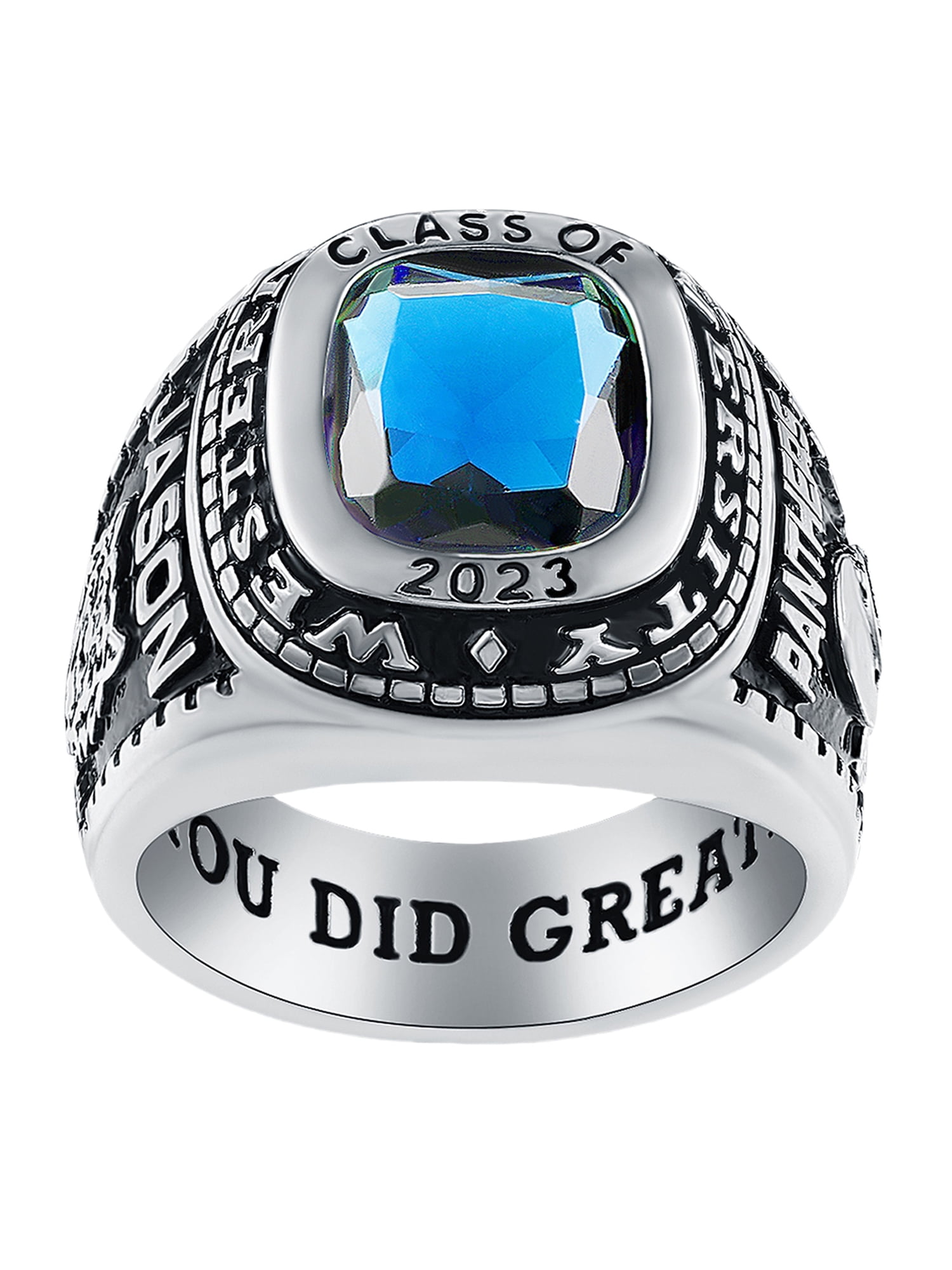 Mementos PJM Customized Men's Class Rings Sterling Silver for High School or College-Classic