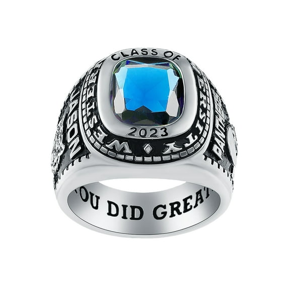 Mementos PJM Customized Men's Class Rings Sterling Silver for High School or College-Classic