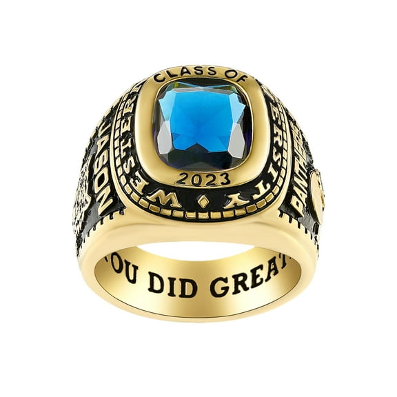 Mementos PJM Customized Men's Class Rings Sterling Silver for High School or College-Classic