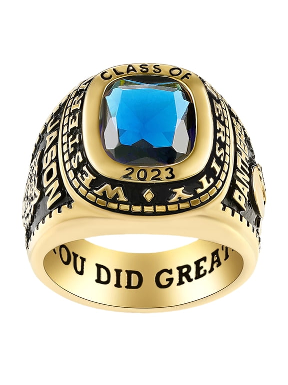 Mementos PJM Customized Men's Class Rings Sterling Silver for High School or College-Classic