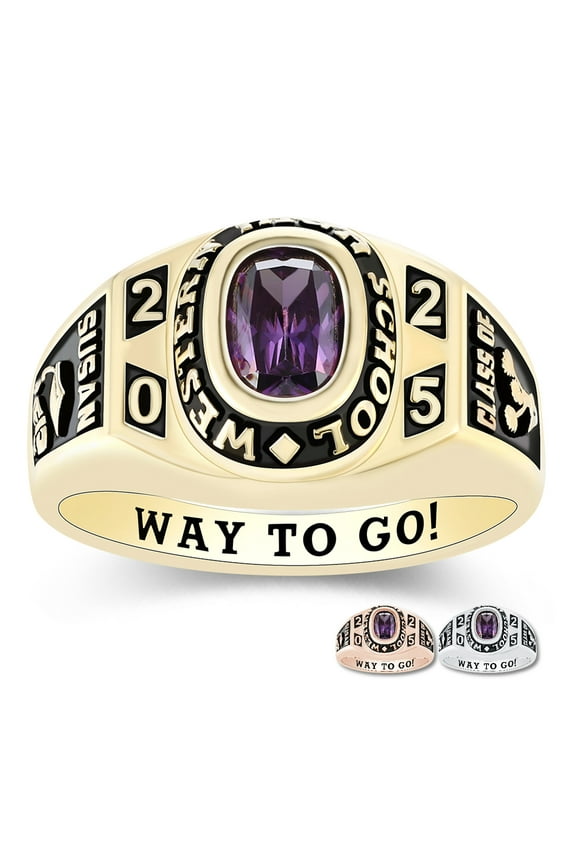 Mementos PJM Custom Sterling Silver Class Ring for Women High School and College-Gold-Flawless