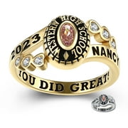 Mementos Jewelry USA Custom Sweetheart 10kt Yellow Gold Women's Class Rings for High School College