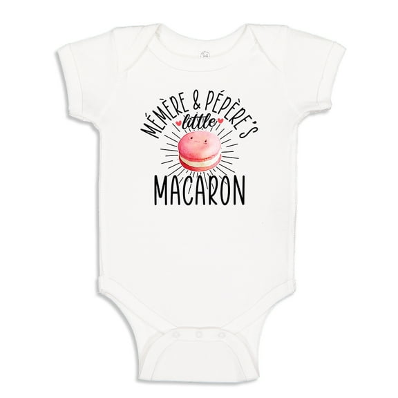 Memere and Pepere's Little Macaron Baby Bodysuit One Piece 6 mo White