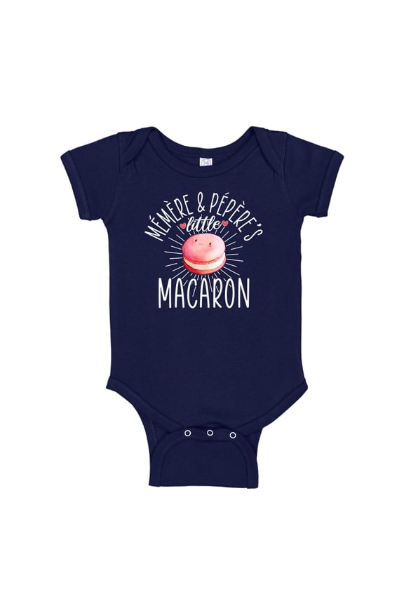 Memere and Pepere's Little Macaron Baby Bodysuit One Piece NB Navy Blue