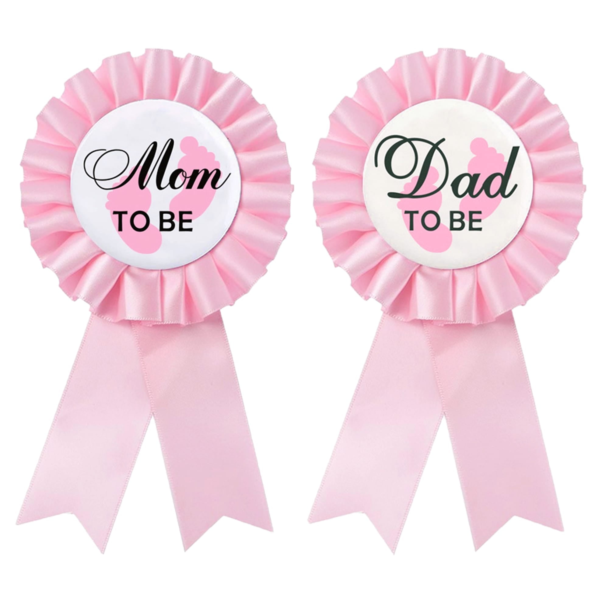 CoolerthingsDG Daddy & Mom To Be Tinplate Badge Pins - Baby Shower Gender Reveal Gift Set (Pink)