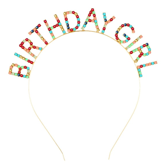 Memeyou Birthday Girl Headband Rhinestone Princess Crown Hat Tiara Headpiece For Women Happy Birthday Accessories Decorations Rainbow