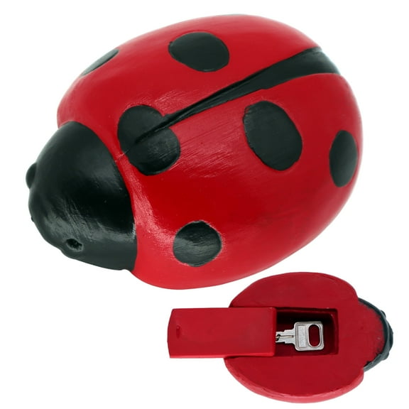 Memeyou Hide a Key Outside Ladybug Compartment Faux Key Hider Rock Decoration Outdoor Fob Spare Container Safe Lock Box Holder for Yard Garden House